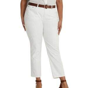 Lauren Ralph Lauren Eyelet Embroidery Relaxed Ankle Jeans White Wash Size 16/16W